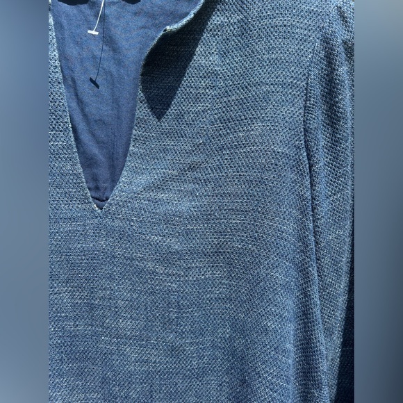 BCBG Swing Fringe Dress Size XXS Oversize Trysta Woven Cotton Denim Blue Pockets - Picture 7 of 8